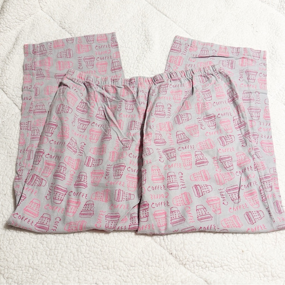 Sonoma Gray Lounge Pants with Pink Coffee Print XL GUC  💯 cotton - Picture 4 of 4